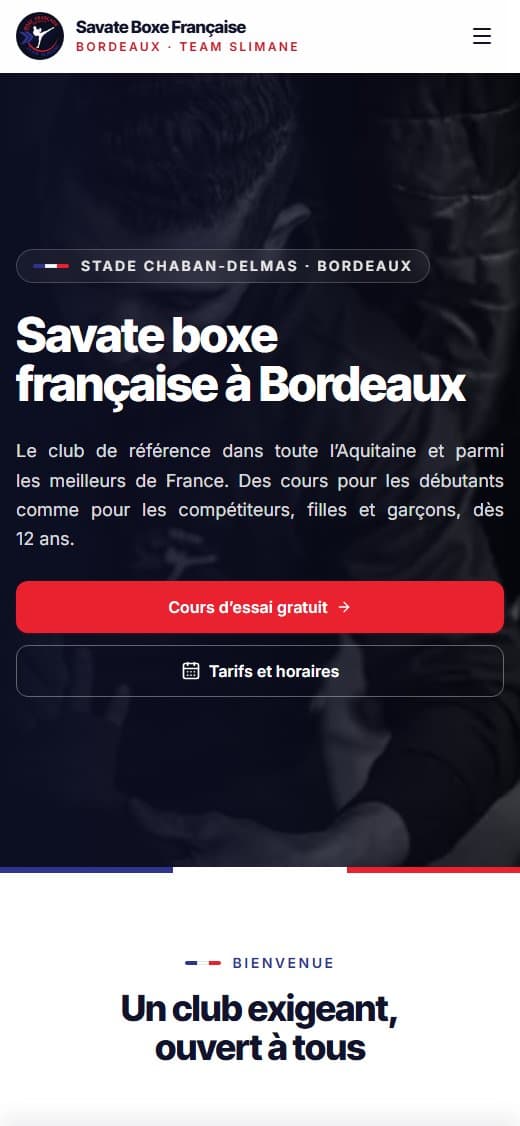 Version mobile du site Savate Boxe Française Bordeaux